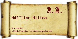 Müller Milica névjegykártya